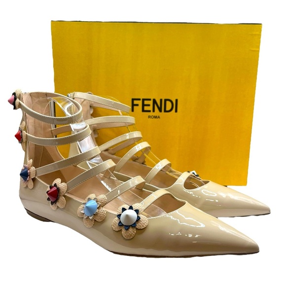 FENDI Flowerpower Patent Leather Ballet Flats Size 39EU 9US - Picture 15 of 16